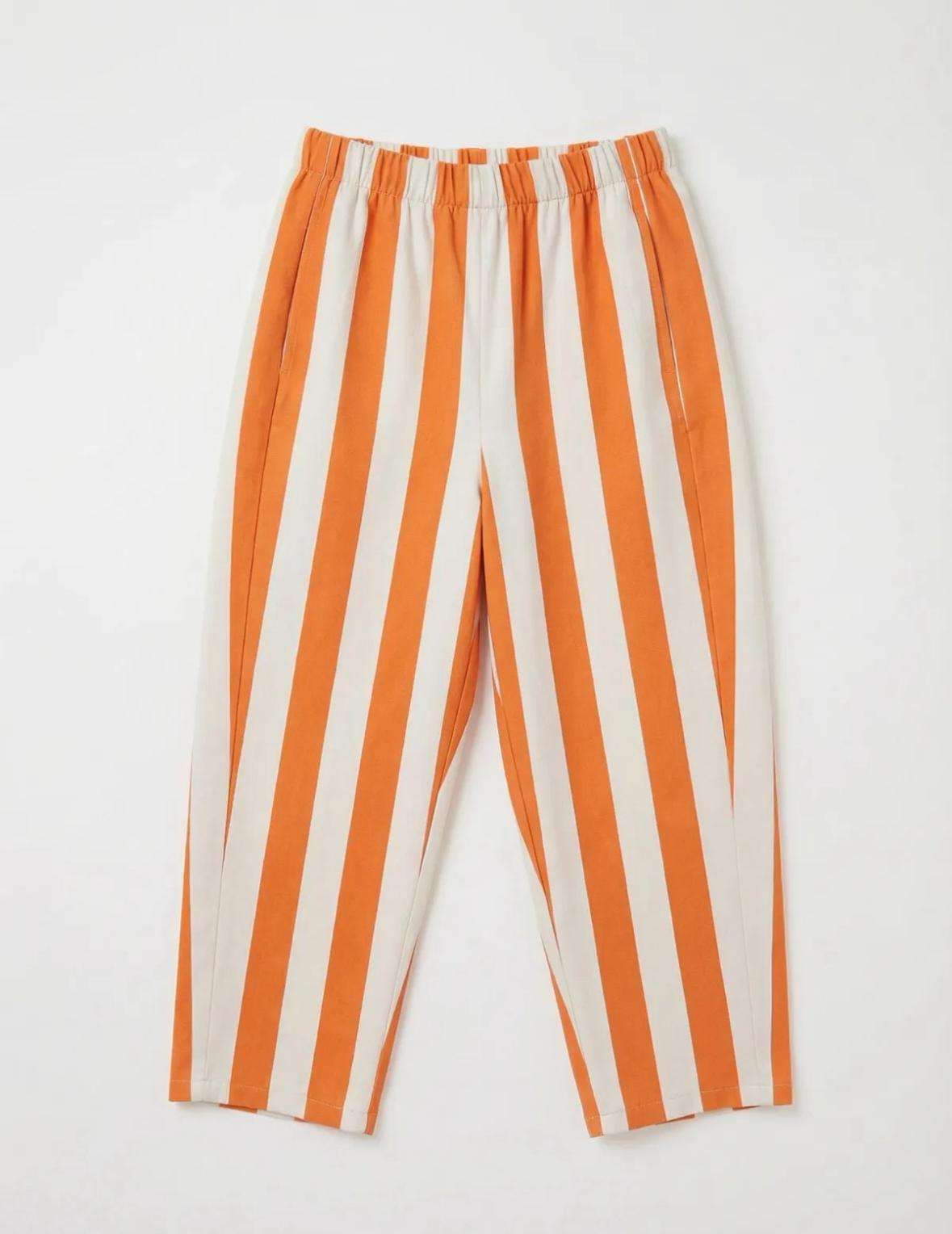 ELASTICATED WAIST STRIPE BARREL PANT