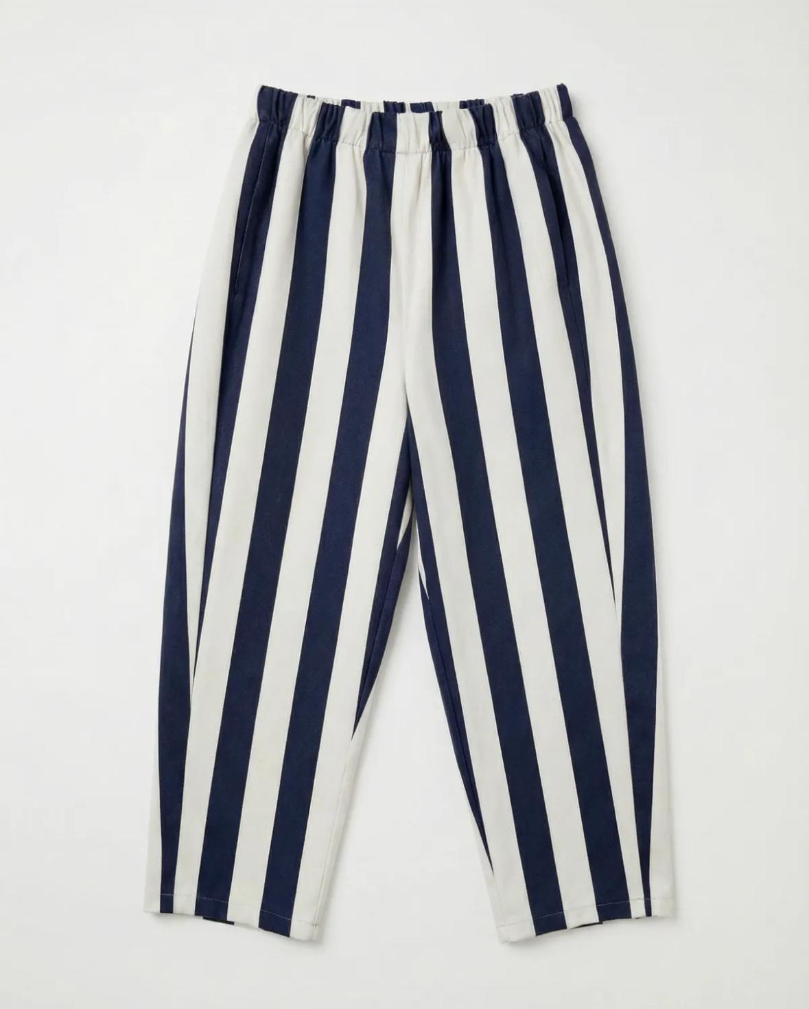 ELASTICATED WAIST STRIPE BARREL PANT