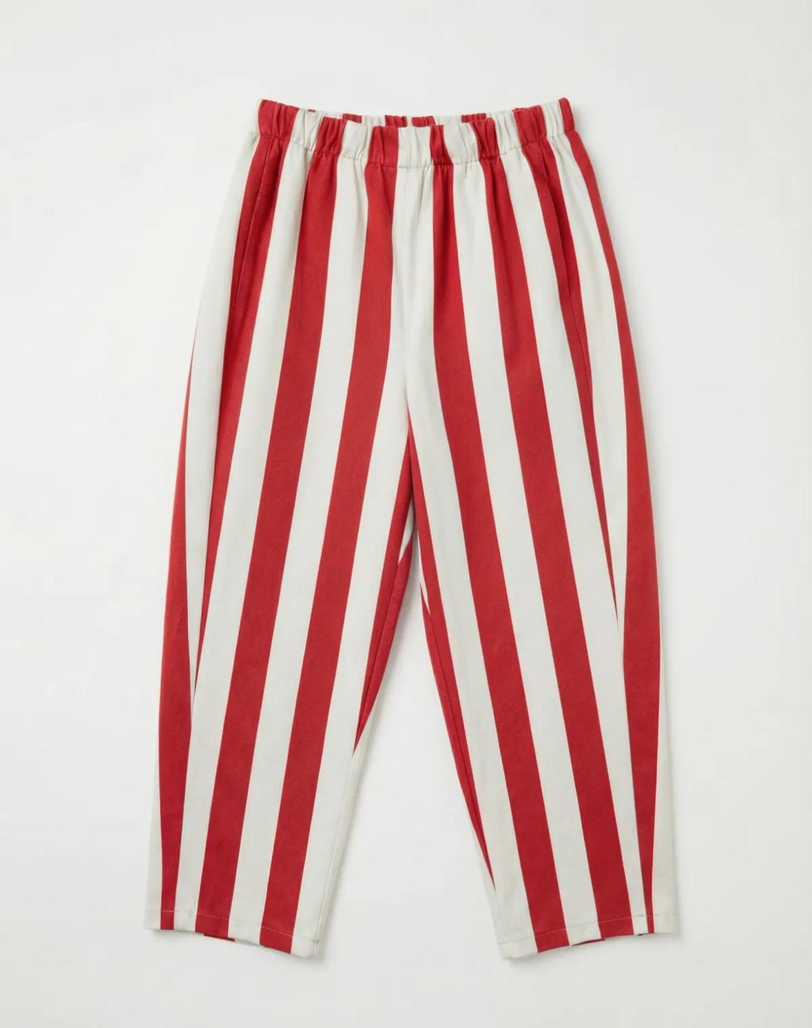 ELASTICATED WAIST STRIPE BARREL PANT