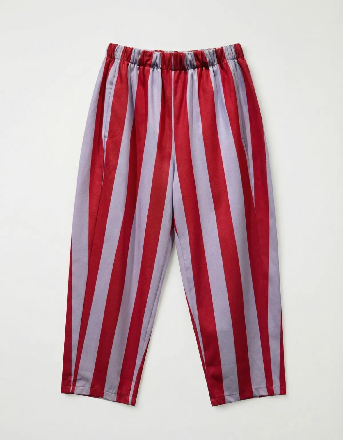 ELASTICATED WAIST STRIPE BARREL PANT