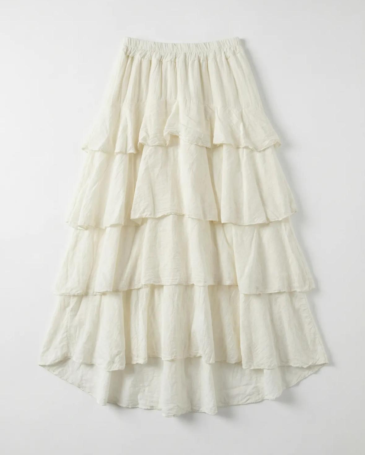 ELASTICATED WAIST RUFFLE TIERED SKIRT