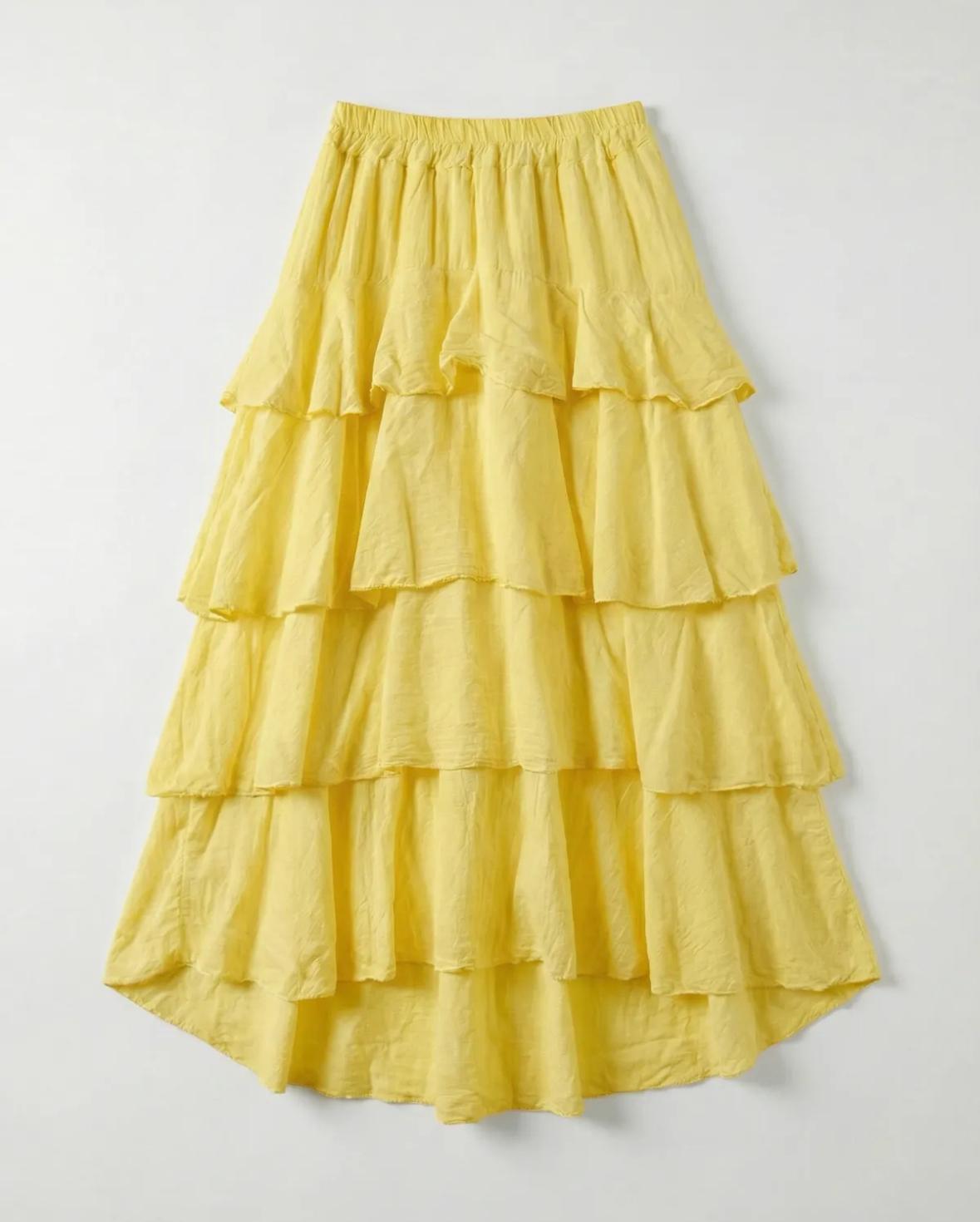 ELASTICATED WAIST RUFFLE TIERED SKIRT
